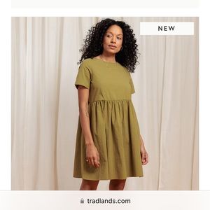 Tradlands NICO DRESS CRINKLE COTTON OLIVE